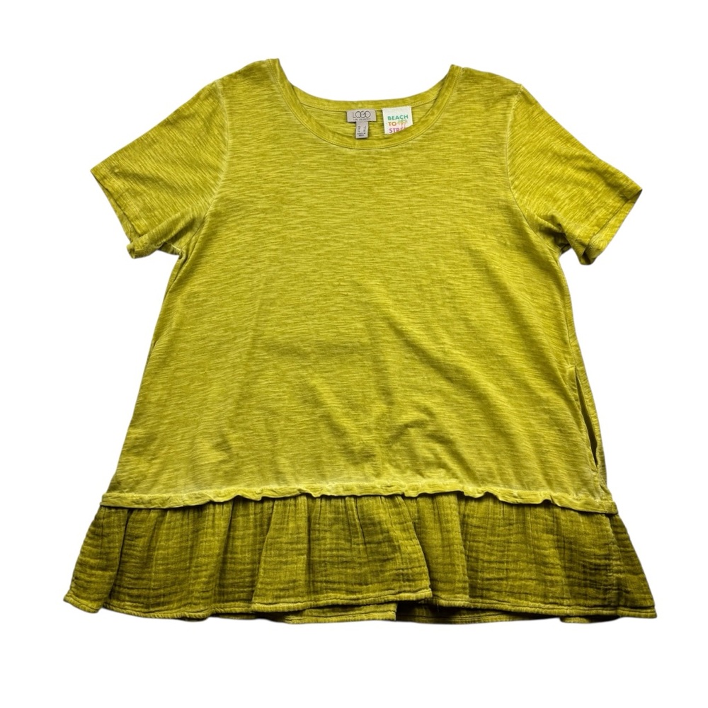 LOGO by Lori Goldstein Beach to Street Distressed Cotton Too LARGE